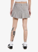 Grey Denim Pleated Mini Skirt