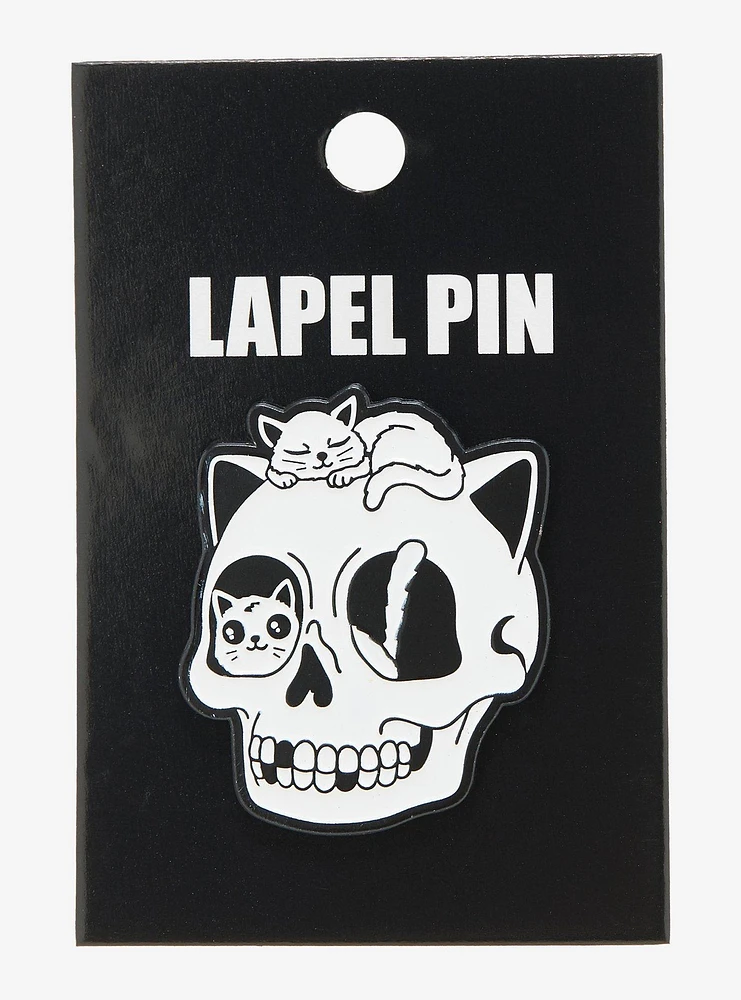 Cats On Skull Enamel Pin