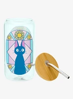Studio Ghibli® Kiki's Delivery Service Jiji Stained Glass Portrait Glass Tumbler with Straw - BoxLunch Exclusive