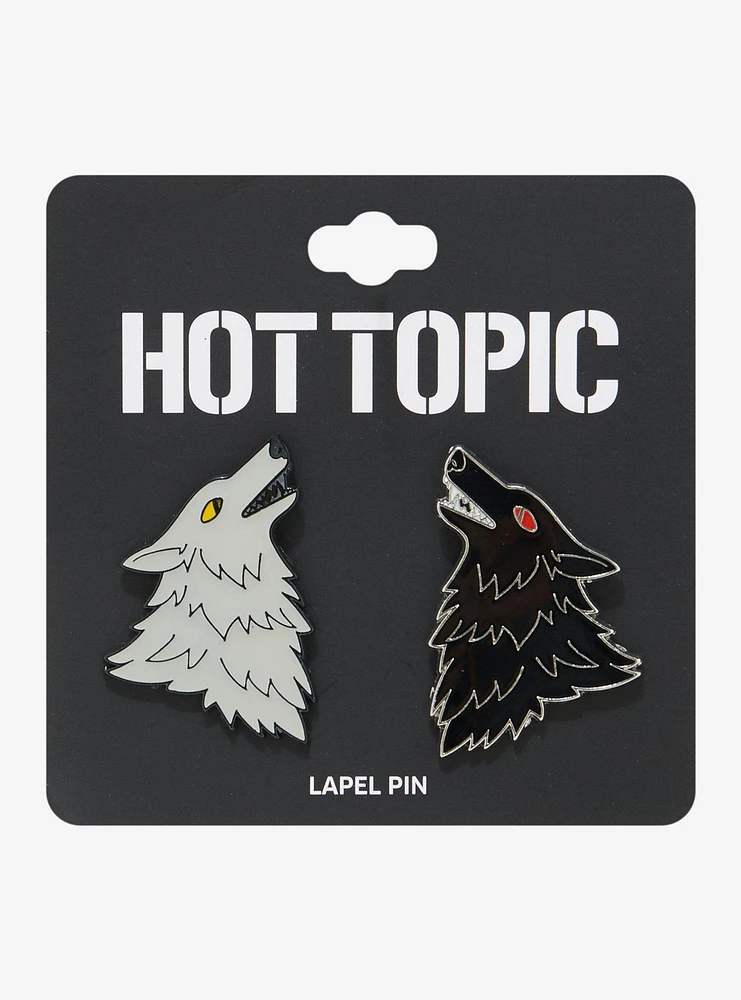 Black & White Wolf Enamel Pin Set