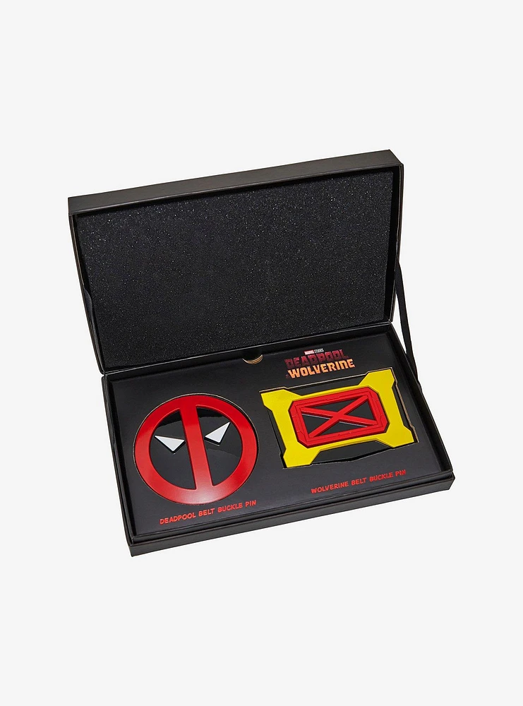 Marvel Deadpool & Wolverine Belt Buckle Symbols Magnetic Pin Set