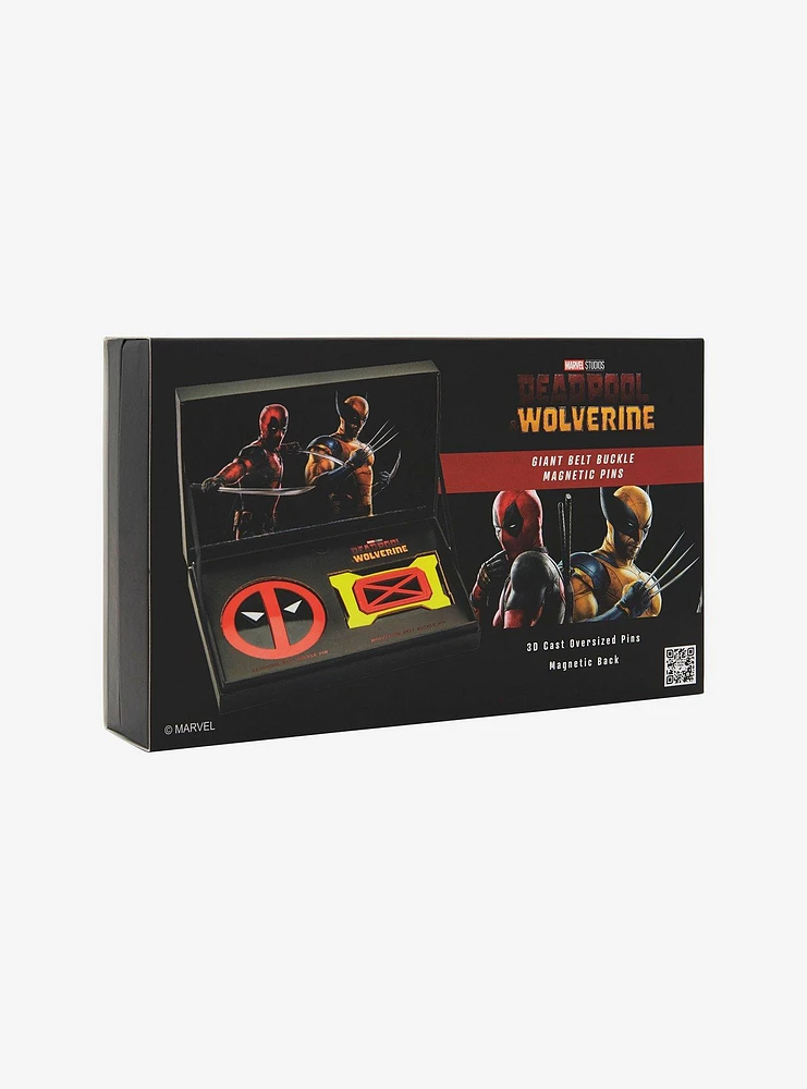 Marvel Deadpool & Wolverine Belt Buckle Symbols Magnetic Pin Set