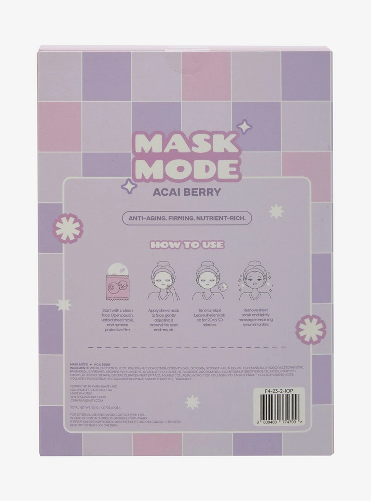 Kara Beauty Mask Mode Acai Barry Facial Mask Set