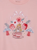 Disney Alice Wonderland Floral Embroidered Women's T-Shirt - BoxLunch Exclusive