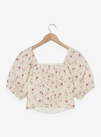 Disney Beauty and the Beast Chip & Roses Allover Print Women's Plus Crop Top - BoxLunch Exclusive