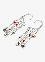 Spider Cross Red Heart Ear Cuff Set