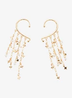 Cosmic Aura Star Pearl Drop Charm Ear Cuff Set