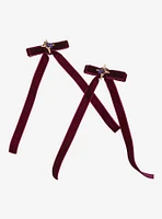 Thorn & Fable Star Burgundy Ribbon Hair Clip Set