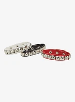 Red White Black Pyramid Stud Bracelet Set