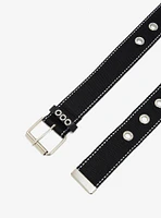 Black & White Contrast Stitch Grommet Canvas Belt