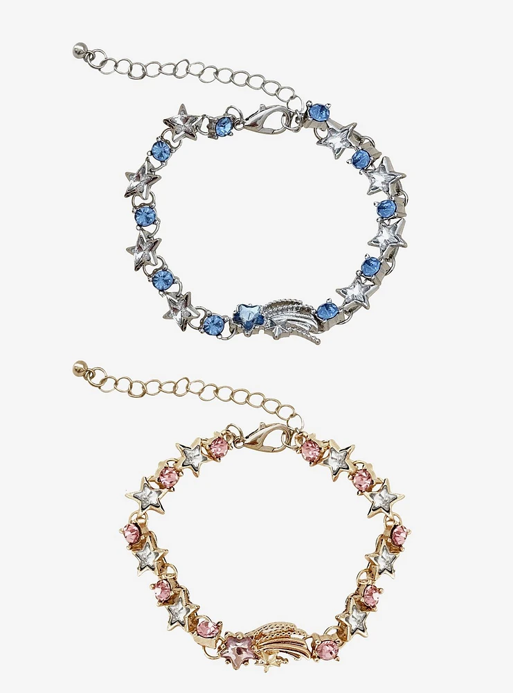 Cosmic Aura Blue & Pink Shooting Star Best Friend Bracelet Set