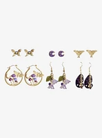 Thorn & Fable Purple Butterfly Mushroom Earring Set