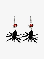 Black Spider & Spiked Heart Drop Earrings