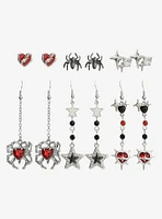 Red Heart Spider Gem Earring Set