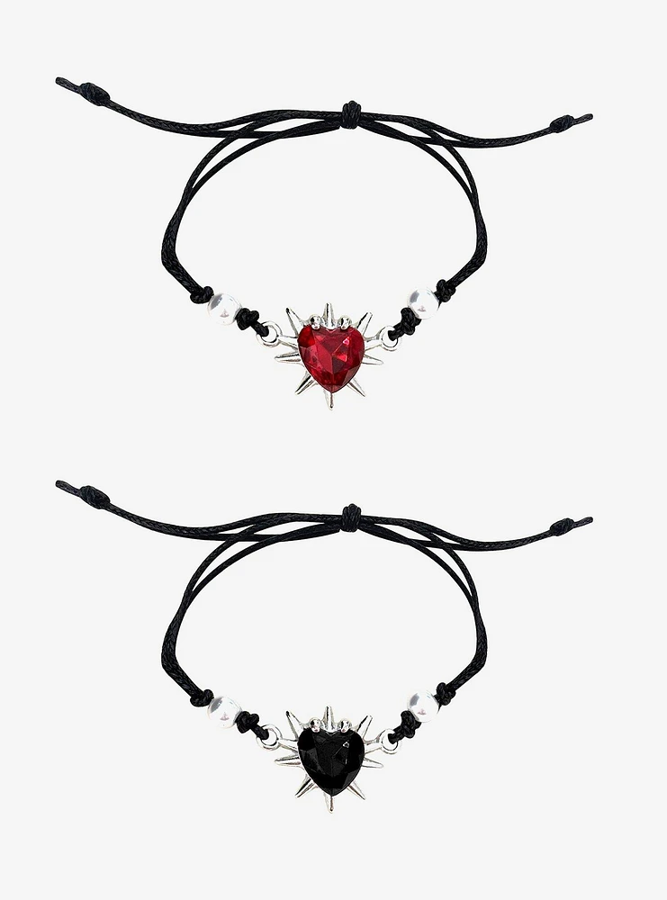 Spiked Hearts Best Friend Bracelet Set