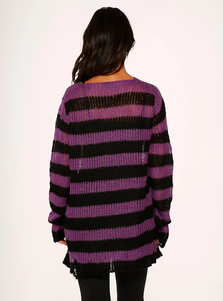 Black Purple Stripe Sweater