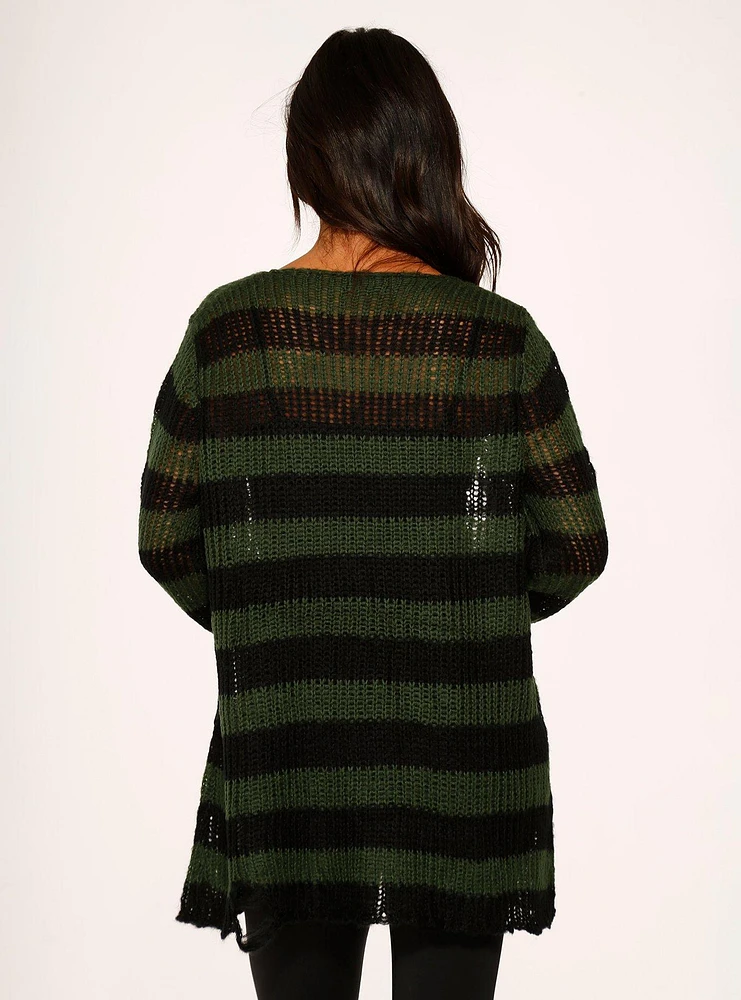 Black Green Stripe Sweater