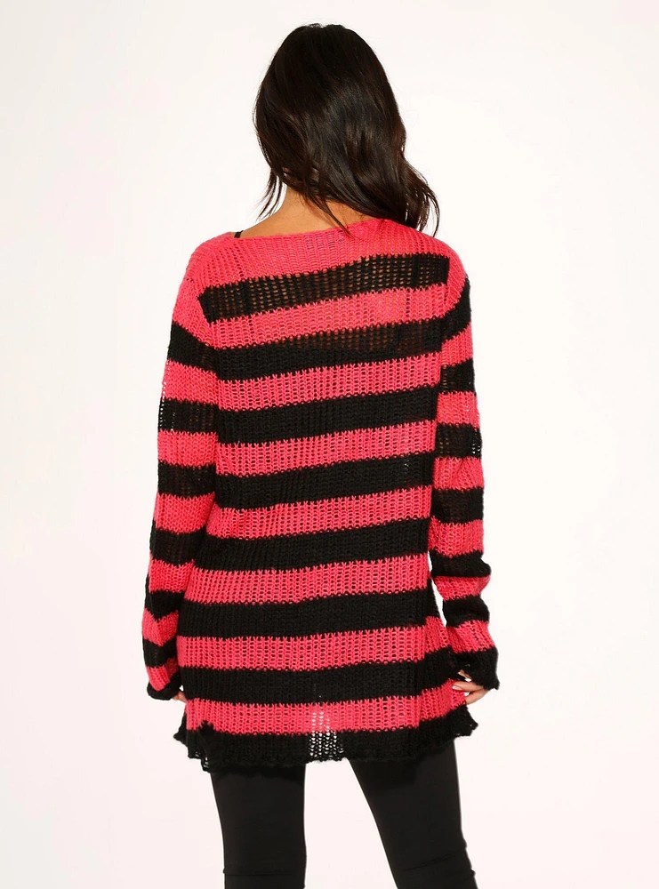 Black Pink Stripe Sweater