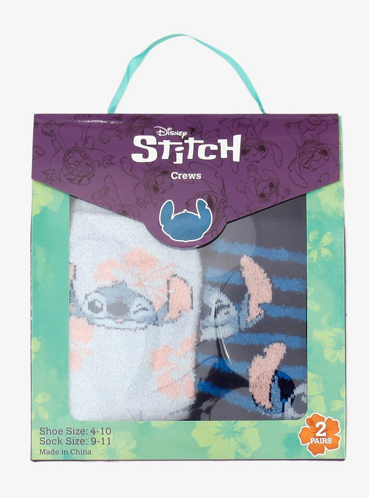 Disney Stitch Cozy Crew Socks 2 Pair Gift Set