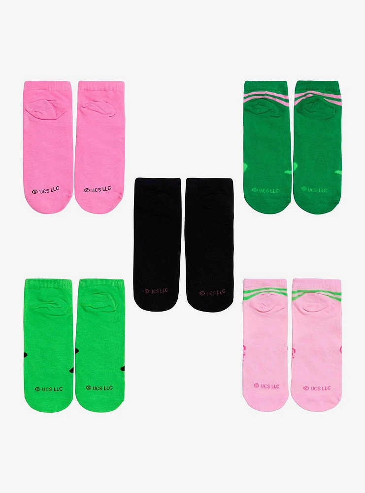 Wicked Pink & Green No-Show Socks 5 Pair