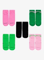 Wicked Pink & Green No-Show Socks 5 Pair