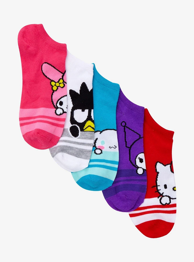 Hello Kitty And Friends Peeking Stripe No-Show Socks 5 Pair