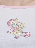 My Little Pony Fluttershy Embroidered Boatneck Girls Raglan Top