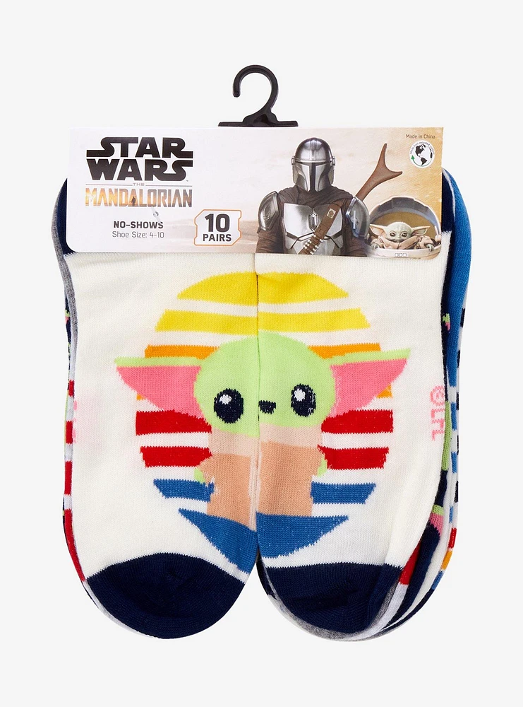 Star Wars The Mandalorian Grogu & Mando No-Show Socks 10 Pair