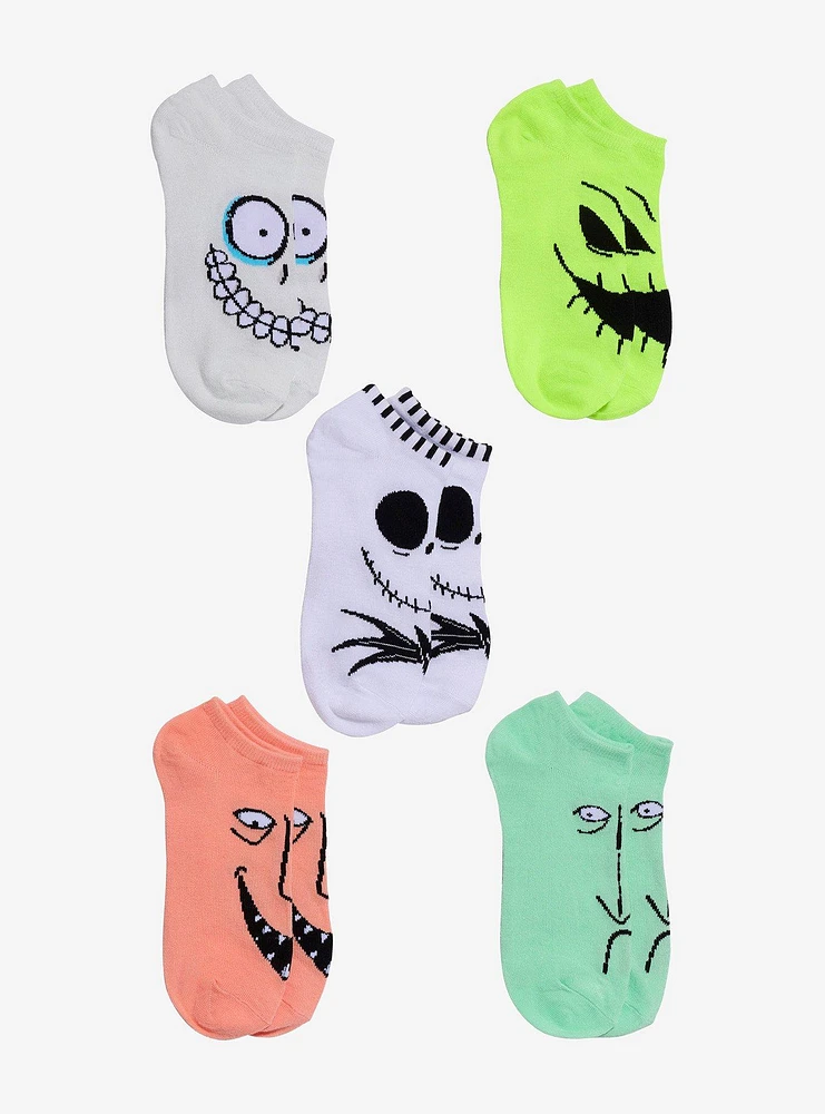 The Nightmare Before Christmas Character Face No-Show Socks 5 Pair