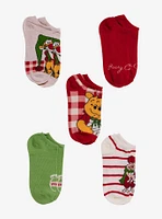 Disney Winnie The Pooh Christmas No-Show Socks 5 Pair