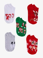 Rudolph The Red-Nosed Reindeer No-Show Socks 5 Pair