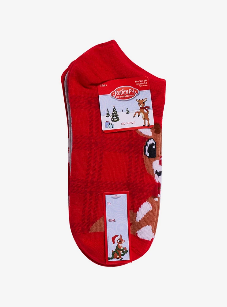 Rudolph The Red-Nosed Reindeer No-Show Socks 5 Pair