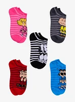 Peanuts Character Stripe No-Show Socks 5 Pair