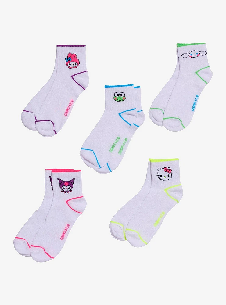 Hello Kitty And Friends Neon Outline Ankle Socks 5 Pair