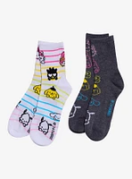 Hello Kitty And Friends Rainbow Outline Crew Socks 2 Pair