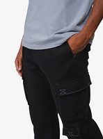 Black Contrast Stitch Cargo Sweatpant