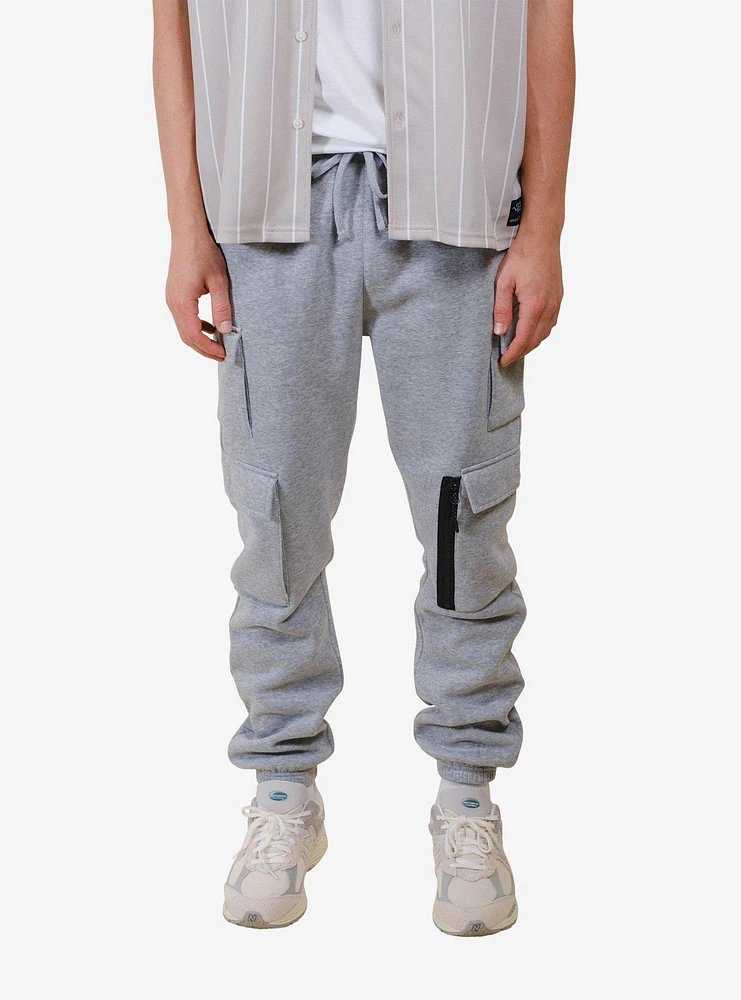 Heather Grey Fleece Utility Cargo Sweatpant