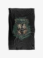 Harry Potter Hogwarts Floral Crest 36x58" Throw Blanket