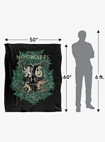 Harry Potter Hogwarts Floral Crest 50x60" Throw Blanket