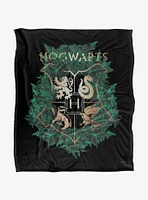 Harry Potter Hogwarts Floral Crest 50x60" Throw Blanket