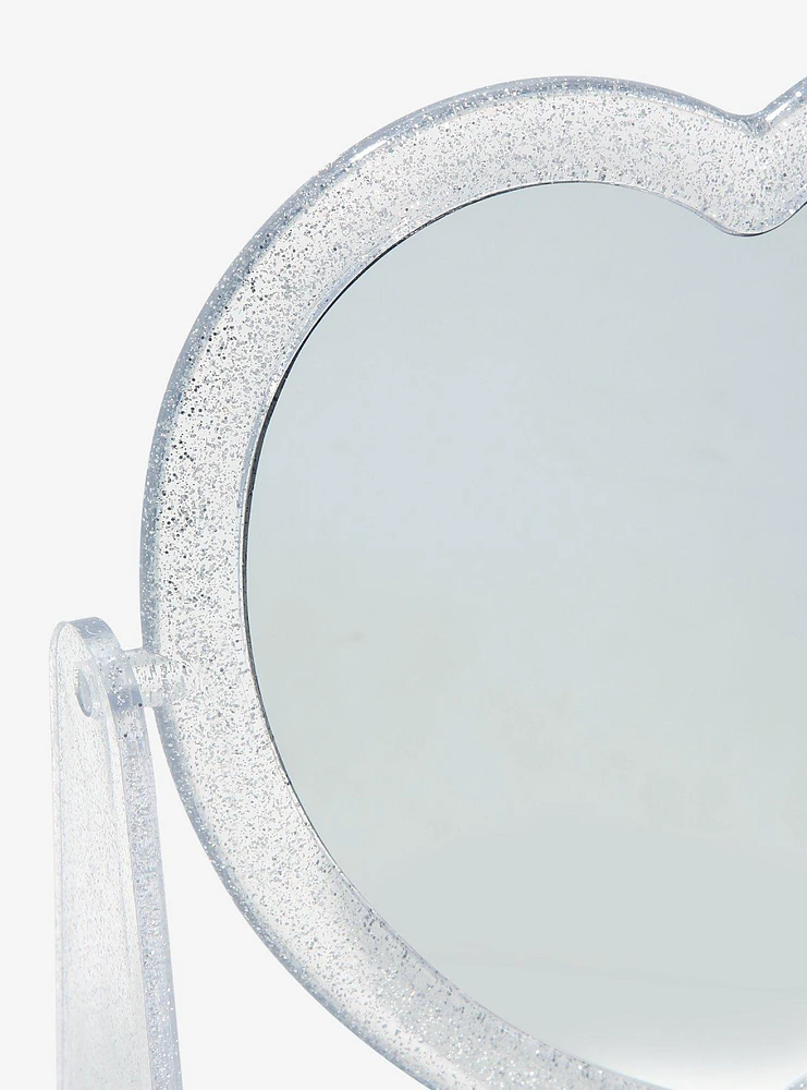 Silver Glitter Heart Magnifying Vanity Mirror