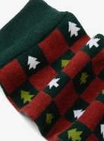 Christmas Tree Red Green Checkered Men's Socks