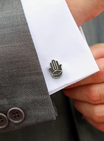 Hamsa Textured Silver Cufflinks