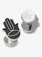 Hamsa Textured Silver Cufflinks