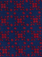 Navy Red Patterned Silk Tie