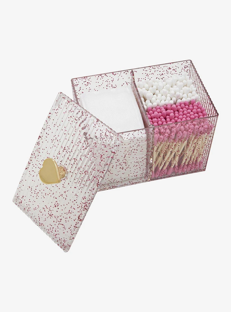 Pink Sparkle Cotton Swab & Cotton Pad Set