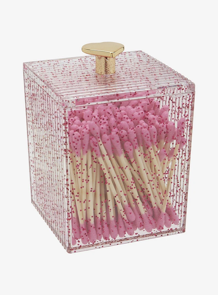 Pink Sparkle Cotton Swab Container