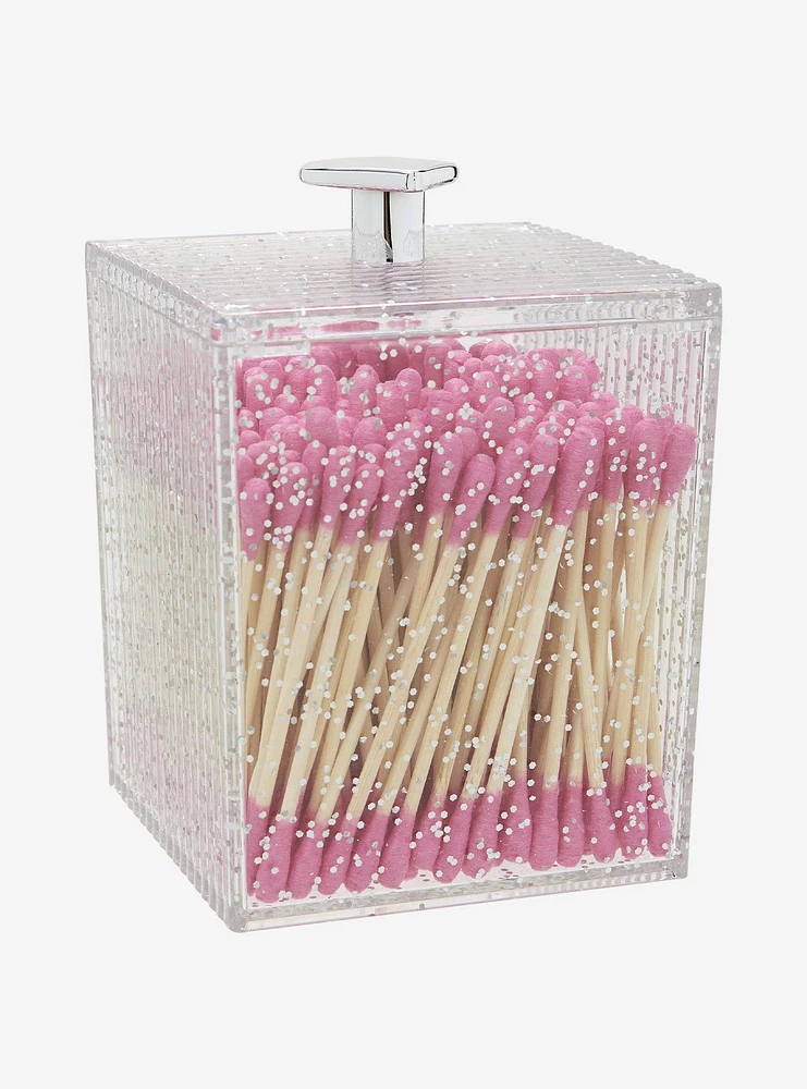 Silver Sparkle Cotton Swab Container