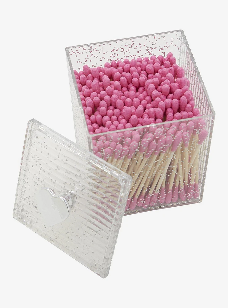 Silver Sparkle Cotton Swab Container