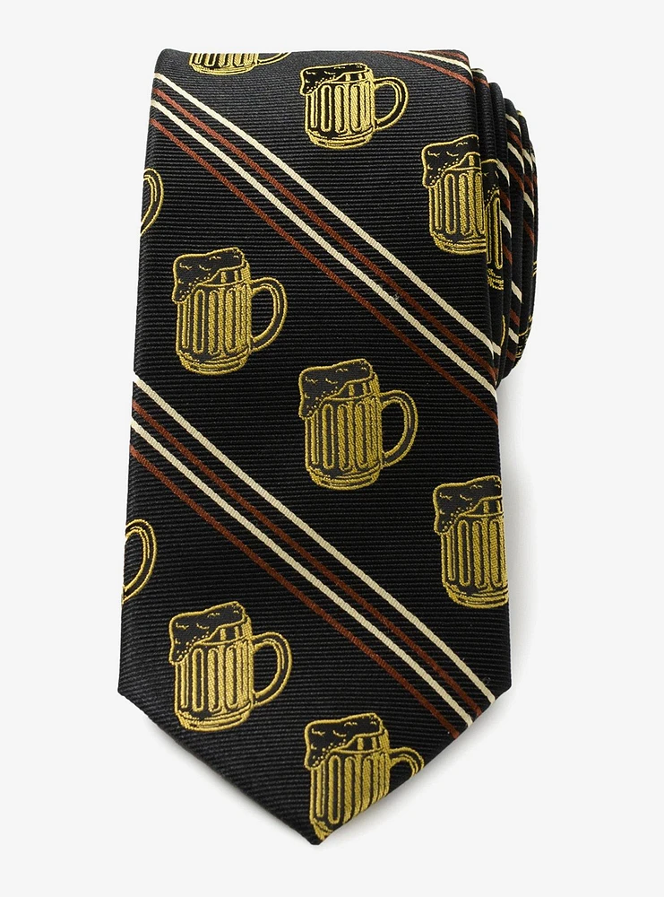 Beer Aficionado Black Striped Silk Blend Tie